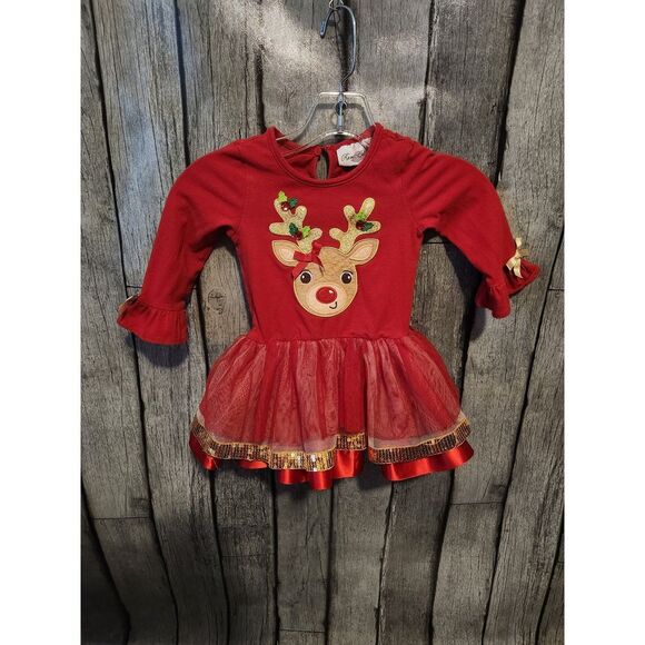 Rare Editions‎ Reindeer Christmas Dress - Picture 1 of 6